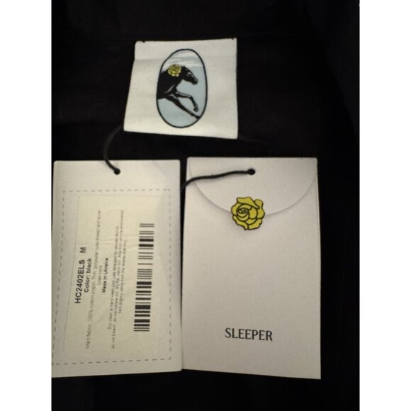 Sleeper Black Silver Stripe Womens Medium M Luxury Cotton Pajama Set $420 - Picture 9 of 16